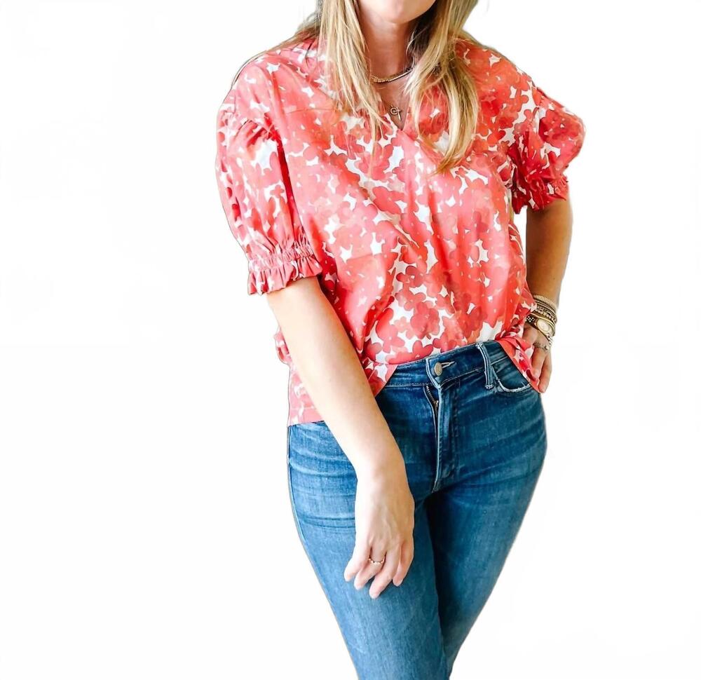 NEW BROOKE WRIGHT pleated abstract print kimono in red ditzy